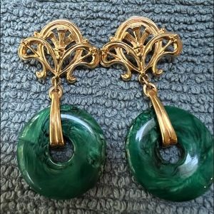 Vintage Avon emerald green earrings